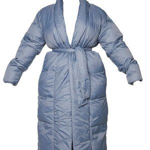 Charcoal Grey Collar Puffer Maxi Coat